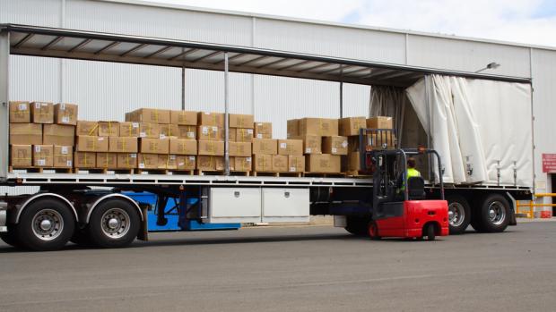 Truck carrying boxes