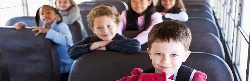 Group of children in School bus